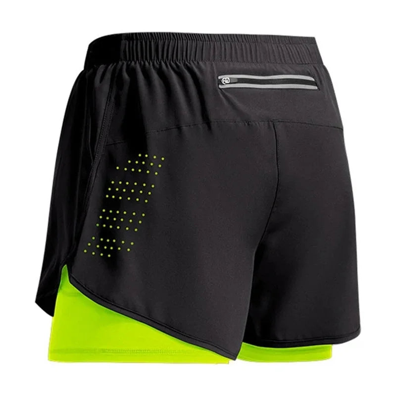 2-in-1 Herren Sportshorts – Doppellagige Trainingshose mit integrierter Kompression & Smartphone-Tasche