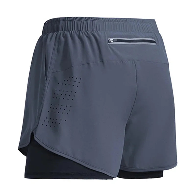 2-in-1 Herren Sportshorts – Doppellagige Trainingshose mit integrierter Kompression & Smartphone-Tasche