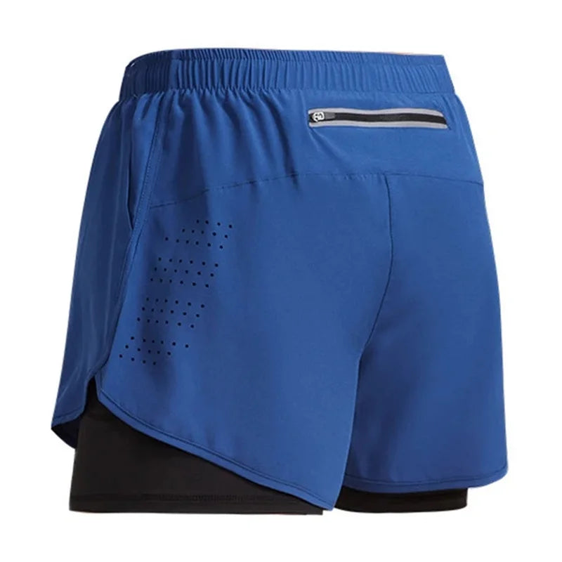 2-in-1 Herren Sportshorts – Doppellagige Trainingshose mit integrierter Kompression & Smartphone-Tasche