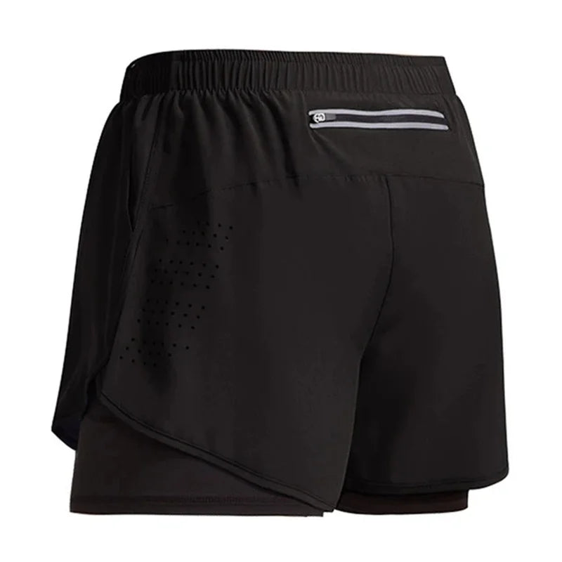2-in-1 Herren Sportshorts – Doppellagige Trainingshose mit integrierter Kompression & Smartphone-Tasche