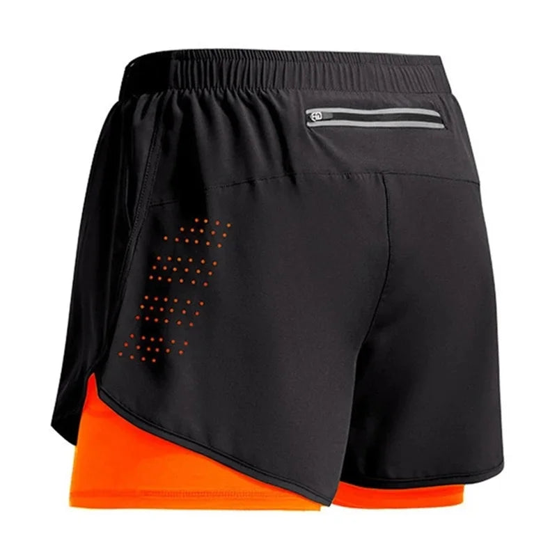 2-in-1 Herren Sportshorts – Doppellagige Trainingshose mit integrierter Kompression & Smartphone-Tasche